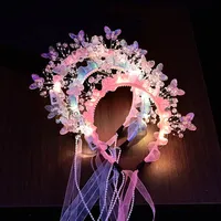 Serre-tête LED Lumineux pour Adultes et Enfants, avec Paillettes, Motifs Chat, Lapin, Couronne, Fleur, Halo, Guirlande Lumineuse, Cadeau d'Anniversaire, Mariage