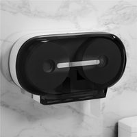 Distributeur mural de papier toilette double rouleau avec plateau ovale, sans perçage, en plastique, pour toilettes commerciales
