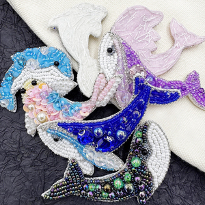 PH083 nuevo parche hecho a mano ballena delfín cuentas parche de lentejuelas de diamantes de imitación para ropa sombrero - Product Image 2