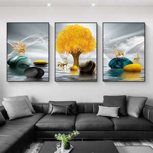<span class=keywords><strong>Peinture</strong></span> sur toile décorative de luxe léger <span class=keywords><strong>pour</strong></span> <span class=keywords><strong>salon</strong></span>, motif paysage de cerf, art mural moderne <span class=keywords><strong>pour</strong></span> la maison - Product Image 2