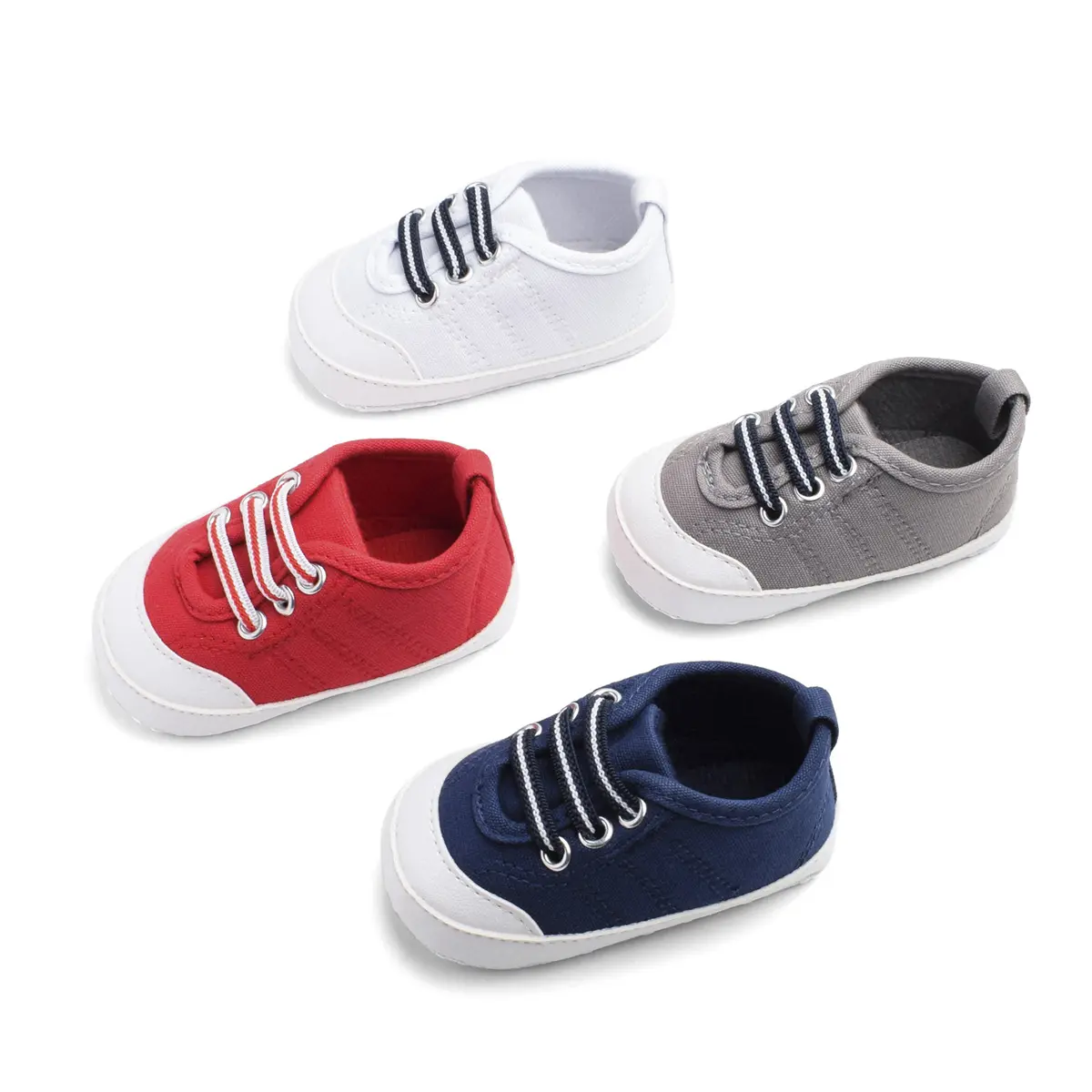 2023 Spring New Soft Sole Anti-Slip Comfortable Newborn Products Solid Baby Girl Boy Cotton First Walkers Canvas Shoes