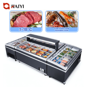 Congelador Comercial Combinado Tipo Isla con Tapa de Cristal, Vitrina de Helados, Equipo de Refrigeración para Supermercados, Congelador Horizontal - Product Image 1