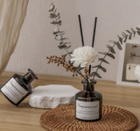 Décoration de la maison Private Label Verre Encens Roseau Bâton Aroma Diffuseur Ensembles Arrangement Floral Huile Essentielle Sans Feu