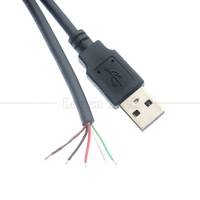 Câble Pigtail USB 2.0 A Mâle vers Fils Désnudés Personnalisé avec Gaine en Cuivre Pur pour Carte Mère