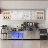 Comptoir de préparation et de refroidissement pour bubble tea en acier inoxydable, avec bac à glace intégré, capacité 280L, efficacité énergétique 5 étoiles, pour salon de bubble tea
