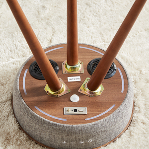 Tavolino da Caffè Moderno in <span class=keywords><strong>Legno</strong></span> <span class=keywords><strong>Nero</strong></span> con Altoparlante Bluetooth <span class=keywords><strong>e</strong></span> Ricarica Wireless per Soggiorno Interno ed Esterno - Product Image 5
