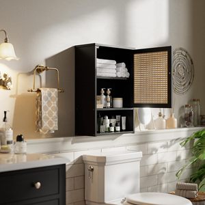 Gabinete de Almacenamiento Moderno SENYU de Ratán Negro con Estante para Baño, Cocina, Decoración de Sala de Estar - Product Image 3