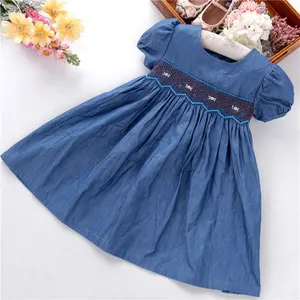 Baby Girl Smocked Dresses C052068 Kids Dresses For Girls Dress Summer Smocked Hand Made Flower Baby Clothes Wholesale Children Clothes