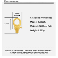 Accessoires de bijoux en or jaune véritable 18 carats sur mesure pour bracelets et colliers, crochets mignons, marque 1000S, modèle KZ023G, Guangdong