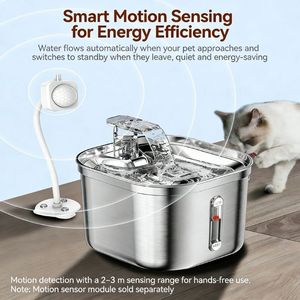 Distributore d'<span class=keywords><strong>Acqua</strong></span> Automatico per Cani e Gatti da 2,2L con Flusso Continuo, Fontanella in Acciaio Inox per Animali Domestici e Uccelli, Flusso Regolabile - Product Image 4