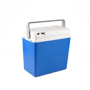 23L blue cooler box DC/AC single cold with handle cooler electric box for camping 24V high quality