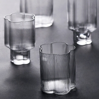 Verre à glace en cristal côtelé, tasse à Dessert, pied haut, verres à bière, vin, thé, bouteille d'eau, fête, Bar, Restaurant, ensemble de boissons