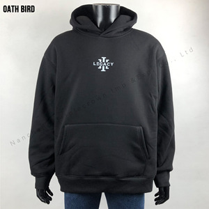 เสื้อฮู้ดดี้ผ้าฟลีซขนาดใหญ่พิเศษ ปักโลโก้ตามสั่ง ไม่มีเชือกผูก น้ำหนัก 500 กรัม สไตล์สตรีทแวร์ เรียบง่าย สำหรับผู้ชาย - Product Image 3