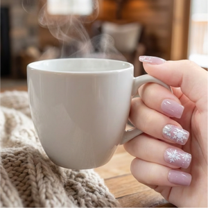 <span class=keywords><strong>Faux</strong></span> <span class=keywords><strong>ongles</strong></span> élégants d'hiver effet neige à presser, courts carrés, avec accent en strass scintillant, réutilisables, avec <span class=keywords><strong>colle</strong></span> pour les doigts, pour les fêtes - Product Image 2