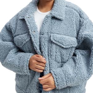 Veste d'hiver en polaire épaisse personnalisée grande taille pour femmes, veste oversize à épaules tombantes, veste de camionneur en peluche, manteau Sherpa pour femmes, vêtements d'extérieur - Product Image 4