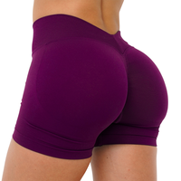 Shorts de sport sans couture pour femme CIYING avec logo personnalisé, dos en V, effet push-up, pour gym, yoga et fitness, invisibles, avec effet froncé aux fesses
