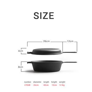 Poêle à steak en métal fait à la main en <span class=keywords><strong>fonte</strong></span> à l'<span class=keywords><strong>ancienne</strong></span> et poêle à soupe/ragoût fer brut épaissi pour usage domestique - Product Image 3
