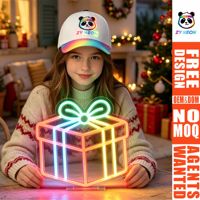 Boîte cadeau de Noël, enseigne au néon LED, alimentée par USB, lumière néon multicolore pour la décoration murale des fêtes de Noël