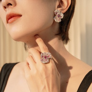 Nouvelle Arrivée Bague Cocktail Fleur d'<span class=keywords><strong>Iris</strong></span> Rubis Leb & Zircon 5A Sertissage Complet, Argent 925 Plaqué Or 18K, Cadeau de Luxe pour Mondaine - Product Image 2