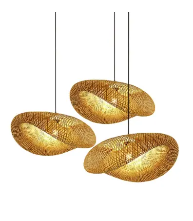 Bamboo Weaving Chandelier light Hanging LED Ceiling Light Pendant Lamp Fixtures Rattan Woven Home Bedroom Decors lighting