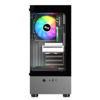 Ruix Hobbit Noir ATX Mid Tower Boîtier d'ordinateur en alliage d'aluminium avec ventilateur à haut débit d'air pour bureau et table de jeu