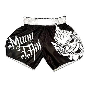 Pantalones Cortos de Muay Thai, Pantalones de Boxeo de Satén, Cintura Elástica Ancha, Estampado Gráfico con Letras, Pantalones Cortos de Kickboxing y Artes Marciales, Venta al Por Mayor OEM - Product Image 6