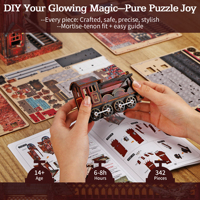 Hamaileon Kit DIY de niche à livres en bois, Gare Magique Gothique, Insert de bibliothèque LED, Puzzle miniature, Modèle 3D, Artisanat/Cadeaux