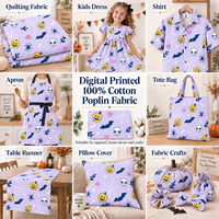 Tissu en coton slub doux imprimé numériquement sur mesure, motif citrouille et araignée d'Halloween, 65 g/m², pour costumes, artisanat et vêtements pour enfants