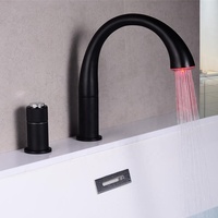 Robinet de baignoire de luxe en laiton de haute qualité, moderne, à poignée unique, pour hôtel, à montage sur le rebord, avec bec LED