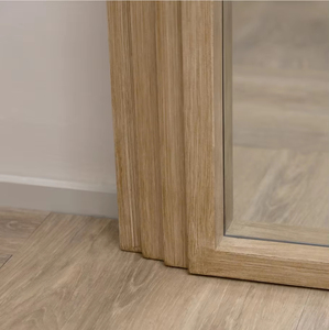 Miroir sur pied pleine longueur en bois massif de noyer, surdimensionné, vintage, à arche, texturé, esthétique, en <span class=keywords><strong>verre</strong></span> trempé personnalisé - Product Image 5