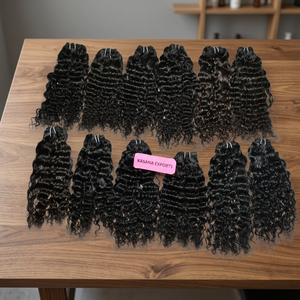Extensions de cheveux humains indiens Remy, double trame tissée à la machine, à clipser, couleur naturelle, non traités, cuticules alignées, 100g, sachet polyéthylène - Product Image 1