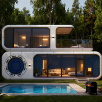 Contenedor Prefabricado de Acero Ecológico, Impermeable y Aislado, Cápsula Espacial Modular de Diseño Moderno para Cabañas de Glamping en Parques, Completo