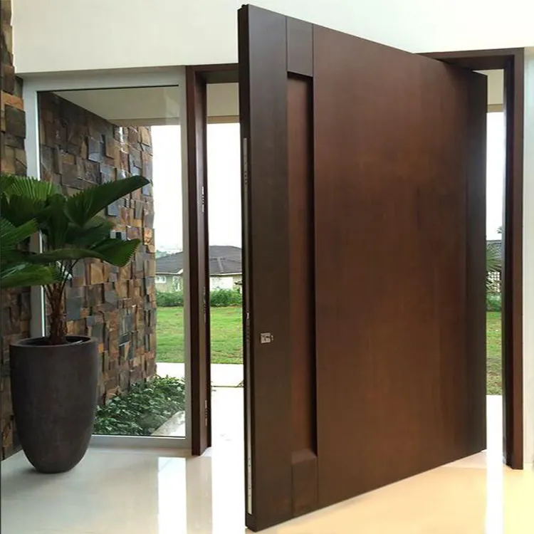 China manufacturer modern designs front entry walnut wood door external luxury solid core wooden doors for houses