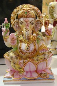Marble <b>Painted</b> Exclusive Ganesh Choki - Product Image 4