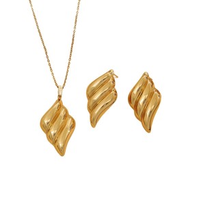 Fashion Cross-border Personalized New Stainless Steel 18k Gold Plated <b>Women</b> <b>Gift</b> Geometric Necklace Earring Jewelry <b>Set</b> - Product Image 6