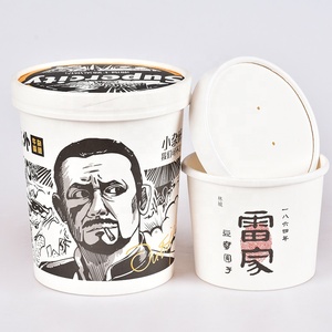 Sinh Thái Dùng Một Lần Thân Thiện 32Oz Kraft Paper Soup Cup Bowl Bỏng Ngô Xô Với Nắp - Product Image 1