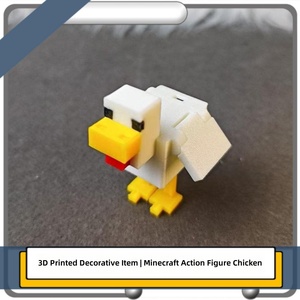Figurine d'action de poulet à plumes blanches imprimée en 3D, sélectionnée avec soin, pour le monde de My World, porte-clés, jouet, décoration de bureau - Product Image 3