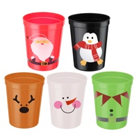 Gobelets en plastique à paroi simple pour Noël, lot en vrac de 16 oz, réutilisables, respectueux de l'environnement, pour les fêtes et les événements sportifs, portables