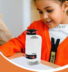 Microscopio Biológico de Juguete con Luz LED de Mano para Niños, Kit de Ciencias, <span class=keywords><strong>60x</strong></span>-120X, Educativo - Product Image 2