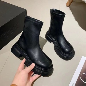 Botas de Plataforma Negras para Mujer, Estilo Retro 2026, Tacón Grueso, Moda Británica, Botines para Figuras Delgadas - Product Image 4