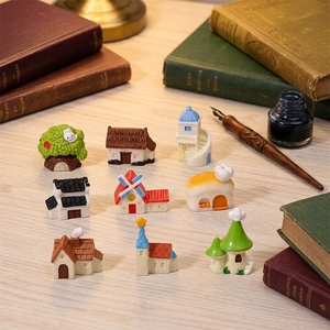 Figurines miniatures en résine style dessin animé mignon, <span class=keywords><strong>maison</strong></span> de village féerique, simulation créative, ornement de terrarium DIY, château, <span class=keywords><strong>moulin</strong></span> <span class=keywords><strong>à</strong></span> <span class=keywords><strong>vent</strong></span>, arbre - Product Image 5