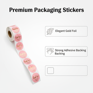 สติกเกอร์ติดบรรจุภัณฑ์แบบวงกลม พิมพ์โลโก้แบรนด์ตามสั่ง ปั๊มฟอยล์ทอง ลอกออกง่าย รีไซเคิลได้ ผลิตจากกระดาษ PLA กันน้ำ สำหรับติดฉลากอาหาร - Product Image 3