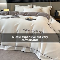 Parure de lit quatre pièces sensation premium en flanelle épaissie imitation mérinos, housse de couette et drap-housse, ensemble de literie trois pièces pour dortoir