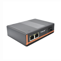 Conmutador de Red Industrial TiNCAM, 2 Puertos RJ45 + 1 Puerto de Fibra SFP, OEM, Conversor de Medios Industrial No Administrado