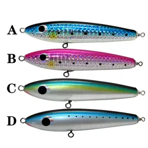 Fishing Lures Wood Pencil Popper Lure Handmade Wooden Baits Ocean Fishing Tackle for Striped Bass Tuna Big Game Fishing