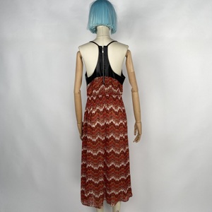 Abito in Chiffon con stampa a zig-zag da donna | Con spalline rosse e crema