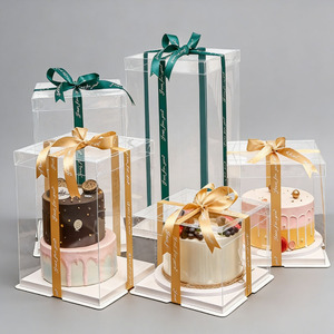 Caja Transparente Cuadrada <span class=keywords><strong>de</strong></span> 4/6/8/10 Pulgadas con Múltiples Niveles y Tapa Transparente para Pasteles <span class=keywords><strong>de</strong></span> Cumpleaños, Bodas, Repostería y Bombones - Product Image 5