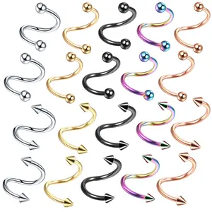 YW Hot Sale Chirurgischer Stahl Nasen lippe Open Hoop Ring S Typ Hoop Piercing Stud Body 5 Farben Piercing Schmuck