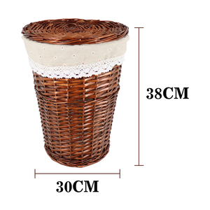 Vendita calda di grande capacità coperchio in <span class=keywords><strong>vimini</strong></span> marrone scuro <span class=keywords><strong>vimini</strong></span> tessuto a mano cesti di paglia con fodera in tessuto - Product Image 3