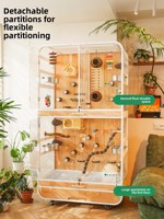 Jaula Grande para Pájaros de Acero al Carbono y Vidrio, Diseño Antiescape de Múltiples Niveles, Villa de Lujo para Pájaros, Configuración Ecológica para Cría de Loros y Animales Pequeños